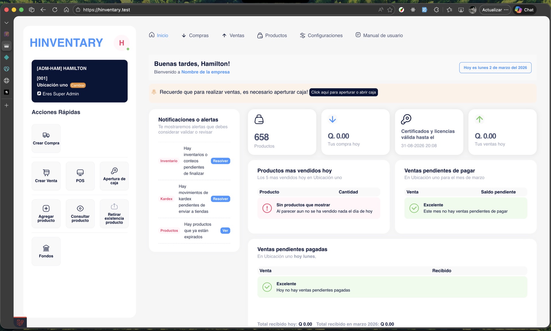 Punto de venta y cobros